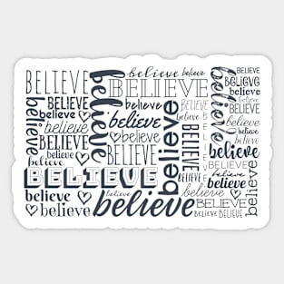 "Believe" Word Collage Wordle Sticker